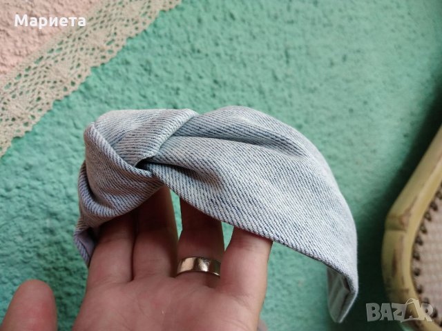 Диадема Деним Дънкова Диадема Ръчна Изработка Бяла диадема с кактус Диадема с възел , снимка 3 - Аксесоари за коса - 32994478