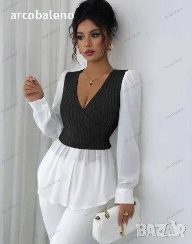 Елегантна дамска риза с дълъг ръкав с пачуърк, 3цвята , снимка 6 - Ризи - 51465012