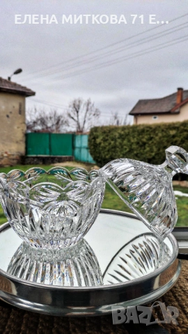 Масивна кристална бонбониера с капак, снимка 3 - Други - 53634013