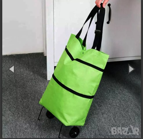  Сгъваема пазарска чанта с колелца, снимка 3 - Чанти - 41965797