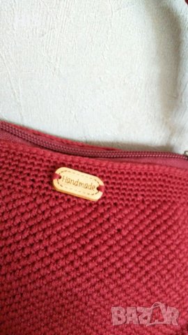 Луксозни плетени дамски чанти, ръчно изработени, с дълга дръжка за през рамо, бордо, снимка 11 - Чанти - 40479121