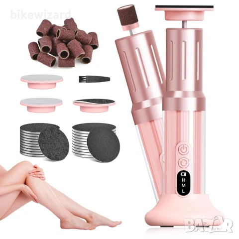 LED 2-в-1 електрически уред за премахване на мазоли с 2 пили за крака и лак за нокти