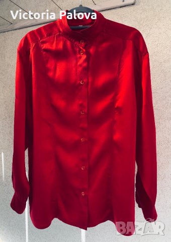 Червена ( малинова) риза JAQUES BRITT тежка коприна, снимка 10 - Ризи - 42655631