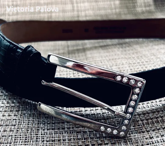 Красив черен колан естествена кожа