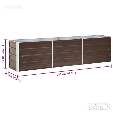 vidaXL Градинска висока леха поцинкована стомана 240x40x45 см кафява, снимка 8 - Саксии и кашпи - 56147601