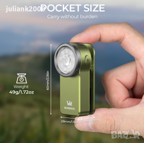 Wurkkos HD03 син или зелен цвят, снимка 3 - Къмпинг осветление - 52212261