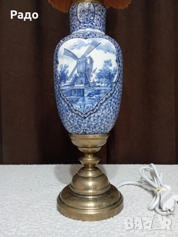 Красива голяма старинна порцеланова лампа, снимка 2 - Антикварни и старинни предмети - 47966953