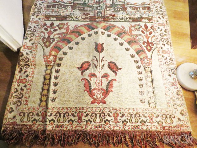 Старинно турско молитвено килимче джамията Селимийе в Едирне - красота в златни нишки - направете, снимка 3 - Антикварни и старинни предмети - 34592436