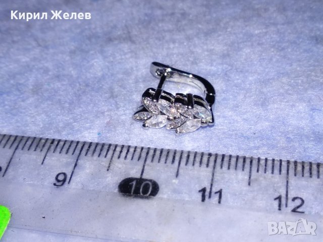 СКЪПОЦЕННА ФЛОРАЛНА АНГЛИЙСКА ОБЕЦА РОДИРАНА БЛАГОРОДНА СТОМАНА с ПЕЧАТ S925 и ФАСЕТ ЦИРКОН 38232, снимка 2 - Обеци - 40938135