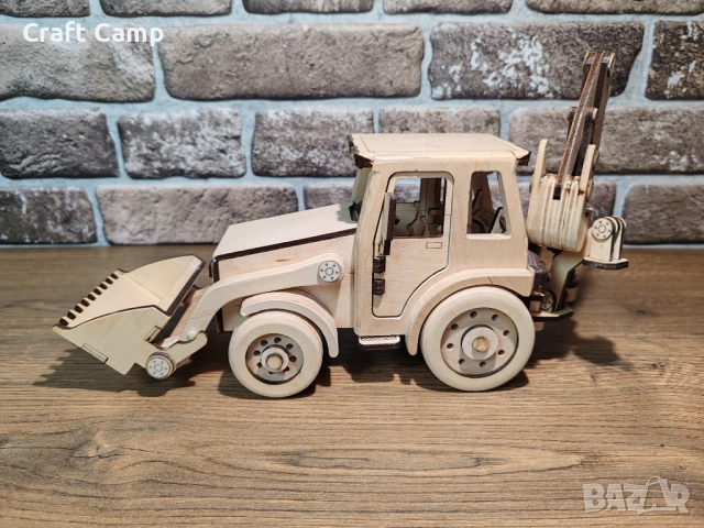 Дървен модел на Багер – Craft Camp, снимка 2 - Коли, камиони, мотори, писти - 52737058