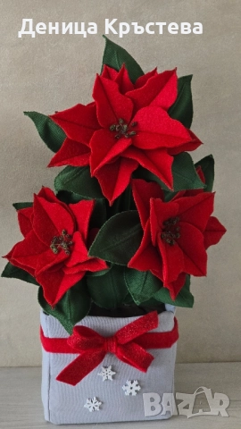 Коледна звезда от текстил , снимка 3 - Декорация за дома - 52421197