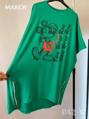 Модерен макси памучен блузон с коригиращи ханша странични метални ципове и удължен гръб "Мики Маус" , снимка 2 - Блузи с дълъг ръкав и пуловери - 48353377