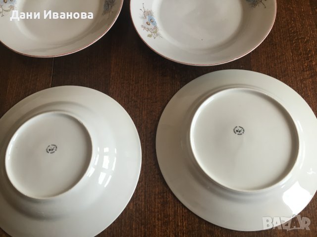 9 порцеланови чинии със сини цветя - 4 дълбоки + 5 литки, снимка 9 - Чинии - 40377106