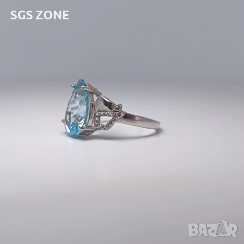 ПЕРФЕКТЕН ПРЪСТЕН от ТАЙЛАНД с ЕСТЕСТВЕН ТОПАЗ SWISS, снимка 3 - Пръстени - 51191288