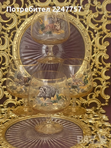 Кристални чаши Ловен мотив