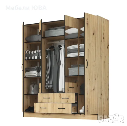 Гардероб ЛАЙТ – четирикрилен, снимка 2 - Гардероби - 45900396