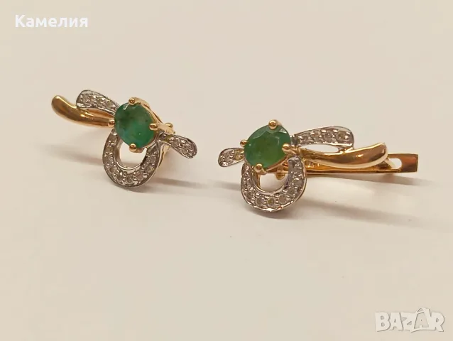 Руско злато. Обеци с брилианти , снимка 9 - Обеци - 55831600