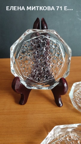 Комплект от 5 бр. френски кристални поставки за чаши, снимка 3 - Чаши - 53633763