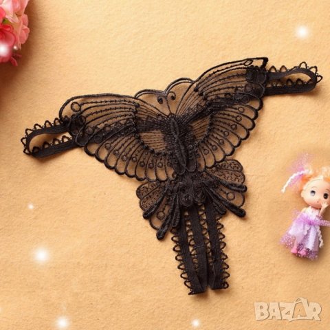 Еротично бельо черни прашки с пеперуда и отворено дъно - Код: P1297, снимка 8 - Бельо - 39647011