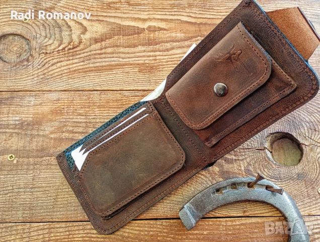 Мъжки кожен портфейл, естествена кожа, мъжки подарък., снимка 5 - Портфейли, портмонета - 41534350