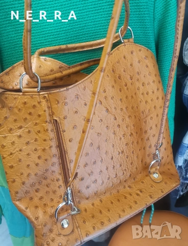 Чанта от естествена кожа-щраус, снимка 3 - Чанти - 53231373