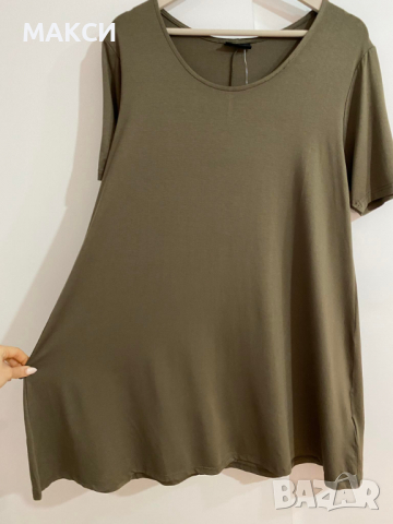 Макси еластична клоширана туника в камуфлажно зелено, снимка 4 - Туники - 36397070