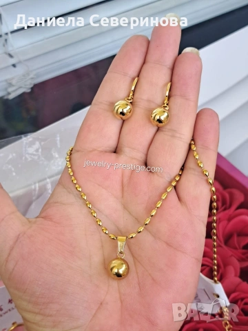 Колие и обеци с топче стомана 