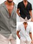 Мъжка свободна риза с ревери, 3цвята - 023, снимка 1 - Ризи - 40760792