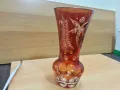 стара кристална ваза цветен червен кристал Бохемия , снимка 1
