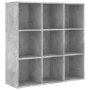vidaXL Шкаф библиотека, бетонно сива, 98x30x98 см, ПДЧ（SKU:801129, снимка 1 - Шкафове - 44207507