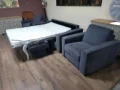 Сив комплект от плат набук диван тройка с функция сън и два фотьойла, снимка 9