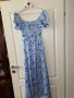 Нова етикет дълга синя буфан ръкав цепка  ежедневно елегантна рокля флорален принт  нежни цветя , снимка 4