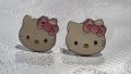 Автентични сребърни обеци Hello Kitty с емайлирани лица, снимка 3