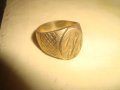 СТАР ПОЗЛАТЕН БРОНЗОВ ПРЪСТЕН ОРНАМЕНТИРАН РЪЧНО МАЙСТОРСКА АРТ ДЕКО СТИЛ ИЗРАБОТКА МАСИВЕН 21801, снимка 5