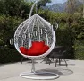 Люлка гнездо, градинска люлка тип гнездо бяла с червени възглавници, снимка 2