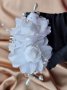 Сватбен аксесоар-гребен с цветя от органза и перлички , снимка 8