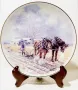 Декоративна порцеланова чиния с тема Working Horses - Autumn - Ploughing , снимка 1