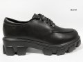 Дамски кожени обувки в черно на платформа -019-ПРОМОЦИЯ