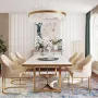 Модерен луксозен бежов стол за хранене (комплект от 6), снимка 3