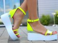Сандали на платформа - неон - 337, снимка 2