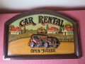 3 D Vintage, Car Rental, стара рекламна табела ,картина , снимка 2