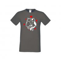 Мъжка тениска Свети Валентин Valentine Cat, снимка 6 - Тениски - 35716458