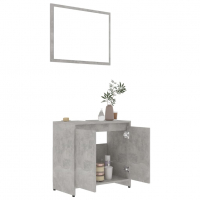 Комплект мебели за баня от 3 части, бетонно сив, ПДЧ, снимка 5 - Шкафове - 36310834
