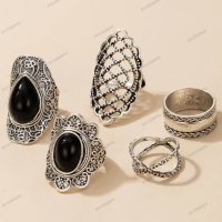 Дамски моден комплект бижута от 5 пръстена, 3модела - 023, снимка 4 - Пръстени - 41059513