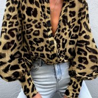 Дамска риза с дълъг ръкав и леопардов принт, снимка 2 - Ризи - 40526135