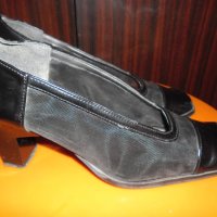 черни обувки съчетание от  кожа и черна мрежа, снимка 1 - Дамски ежедневни обувки - 35771176
