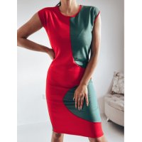 Уникална вталена рокля Red-Green  , снимка 4 - Рокли - 41021393