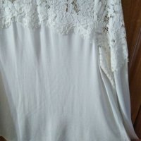 Елегантна бяла блуза с дантела,L , снимка 4 - Блузи с дълъг ръкав и пуловери - 35757477