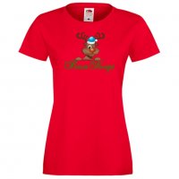 Дамска тениска Коледа Весела коледа елен 1, снимка 2 - Тениски - 34690992