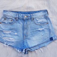 Къси дънкови панталони H&M с висока талия размер S, снимка 7 - Къси панталони и бермуди - 40998268